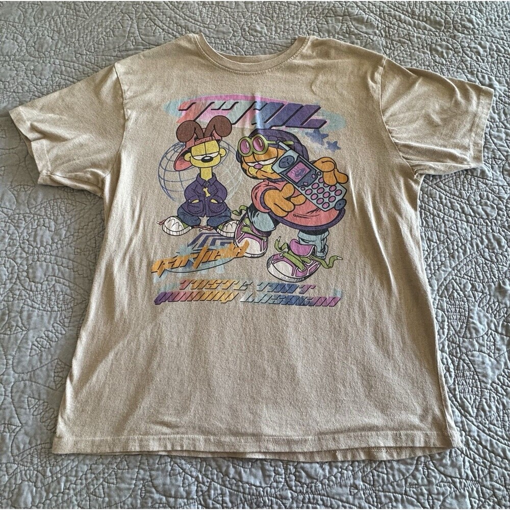 Y2K Garfield & Odie Shirt Vintage 2000s 90s graphic tee Nickelodeon Retro Sz L - Picture 7 of 7